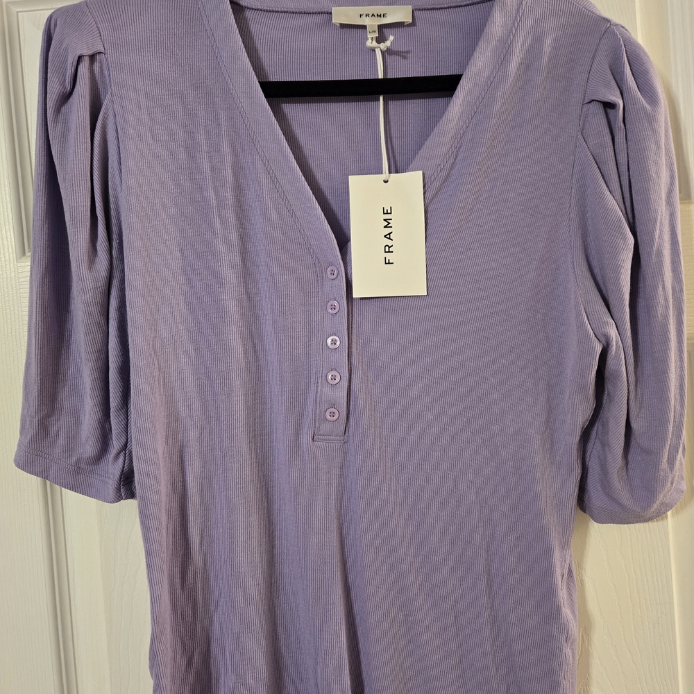 Frame Denim Women's Purple V-Neck Top
